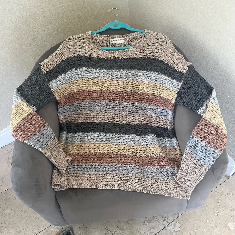 Knox Rose Pullover Striped Sweater, XL